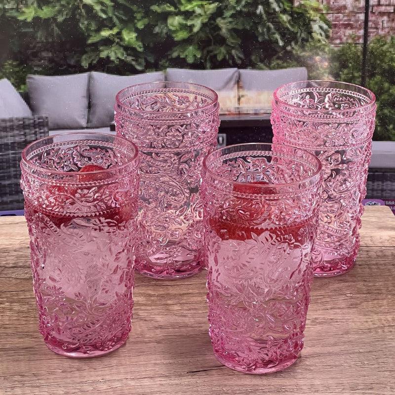 Paisley Style Acrylic Hi Ball Glasses (Set of 4)