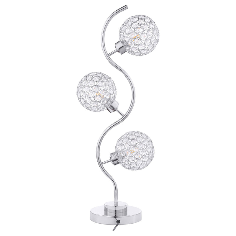 Vandy - 3 Light Curvy Table Lamp With Orb Shades - Chrome
