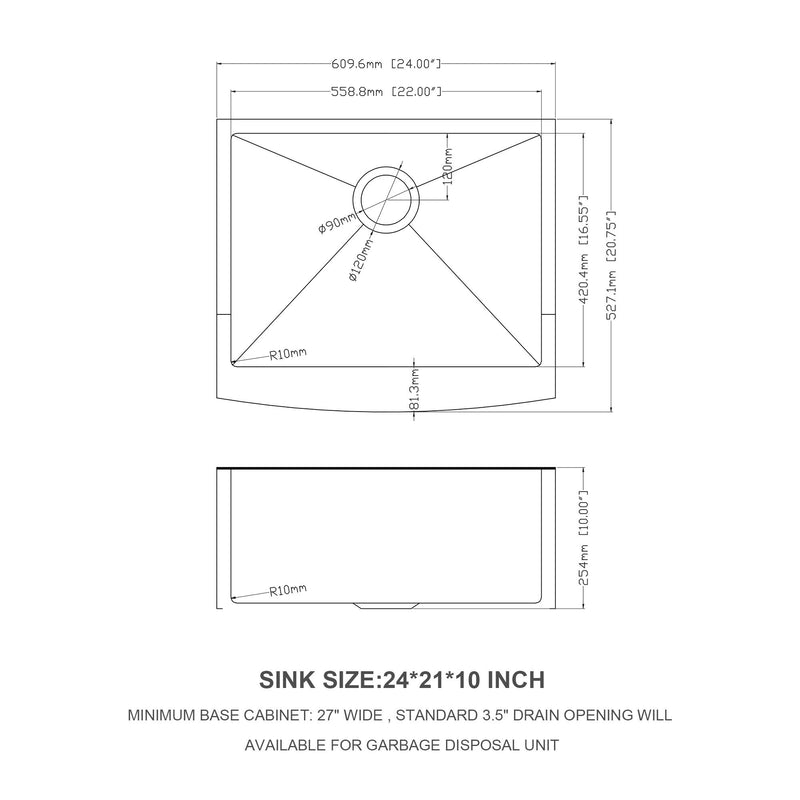 Farmhouse Kitchen Sink Stainless Steel Apron Front