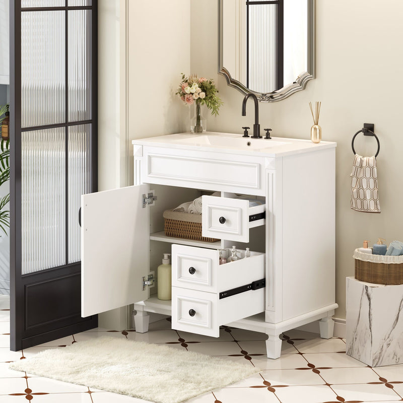 Bathroom Vanity With Sink, Cabinet With 2 Drawers And Adjustable Shelf