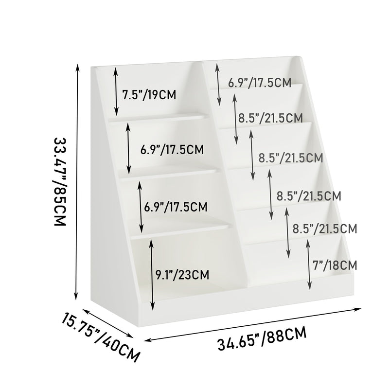 Bookshelf And Toy Storage Organizer, 4 Tier Bookcase With Display Stand For Playroom