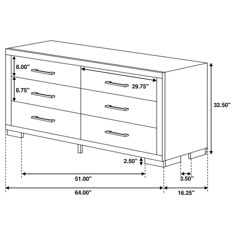 Polk - 6 Drawer Dresser - Cappuccino