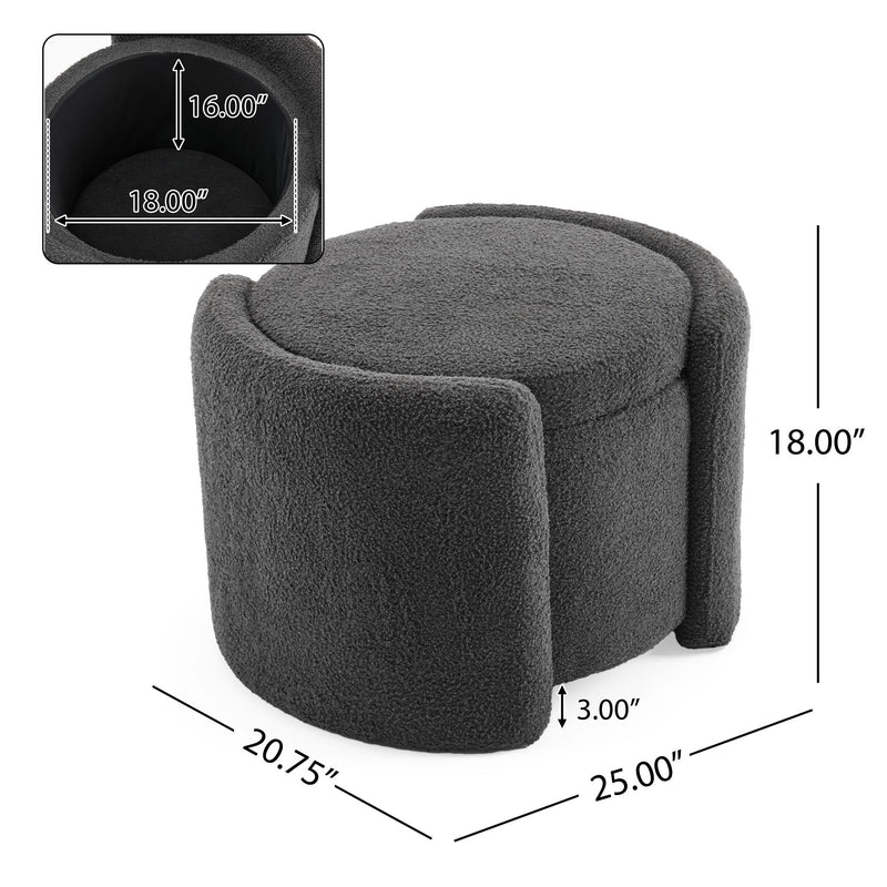 Cozy Boucle Storage Ottoman, Stylish Comfort With Hidden Storage
