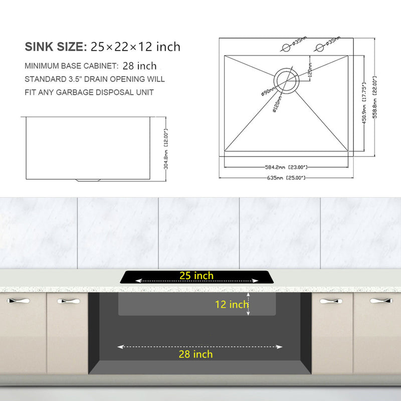 Stainless Steel Drop In Kitchen Sink, Topmount