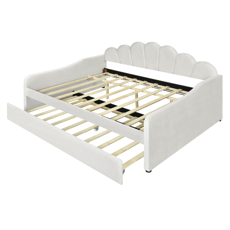 Upholstery Daybed Frame With Shell Shaped Backrest