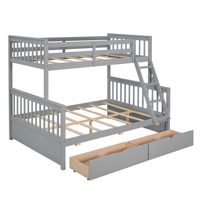 Bunk Bed With Ladders And 2 Storage Drawers