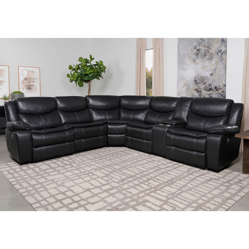 Salerno - Upholstered Power Reclining Sectional Sofa - Dark Gray