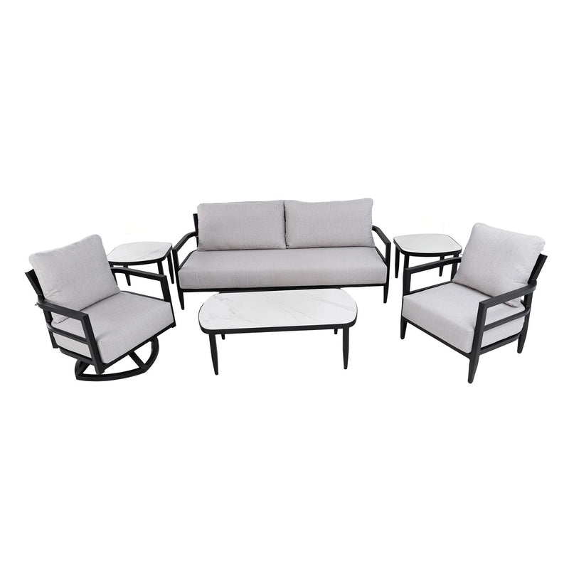 Outdoor Conversation Set With Chairs, Bench Sofa, Tables, Sunbrella Cushions