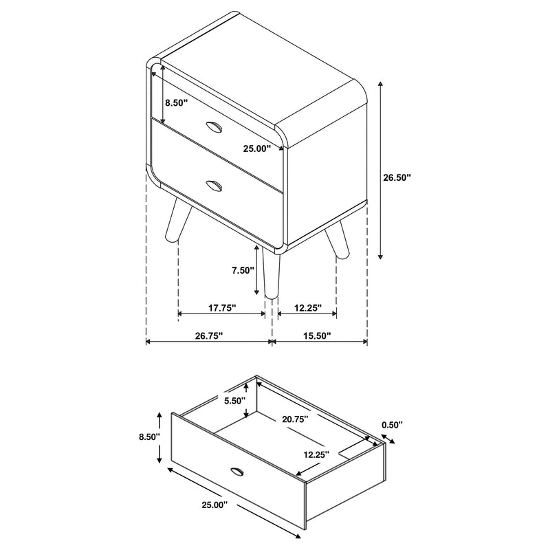 Winston - 2 Drawer Nightstand - Ash Brown