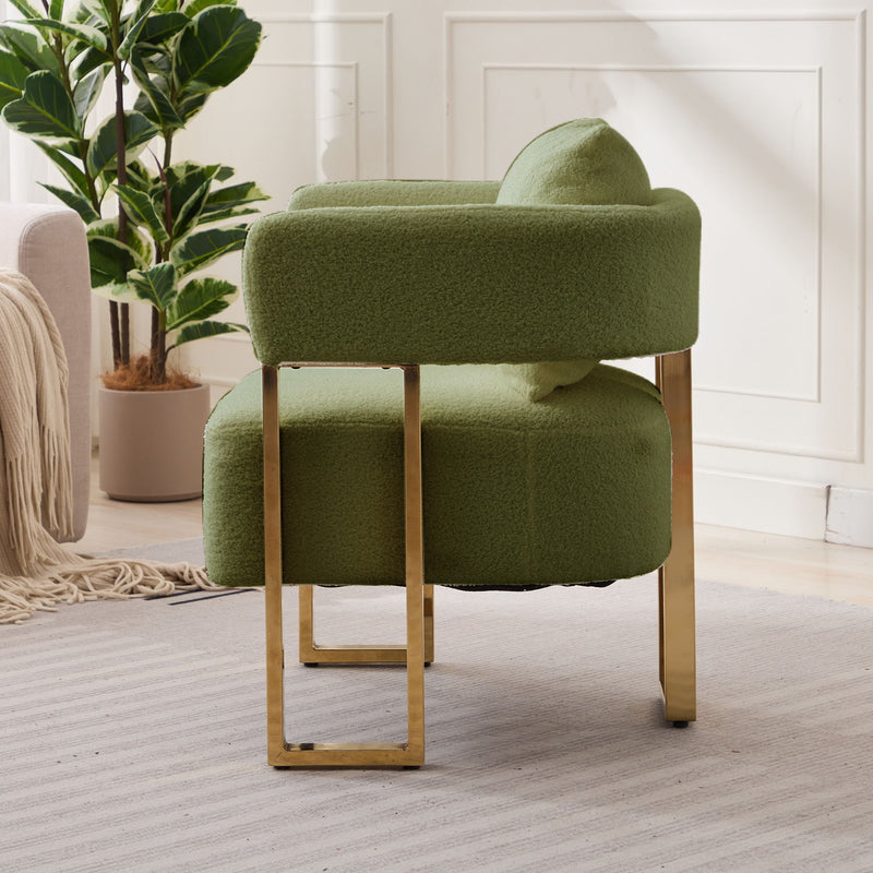 Modern Decorative Chair Teddy Fleece Upholstered And Metal Foot