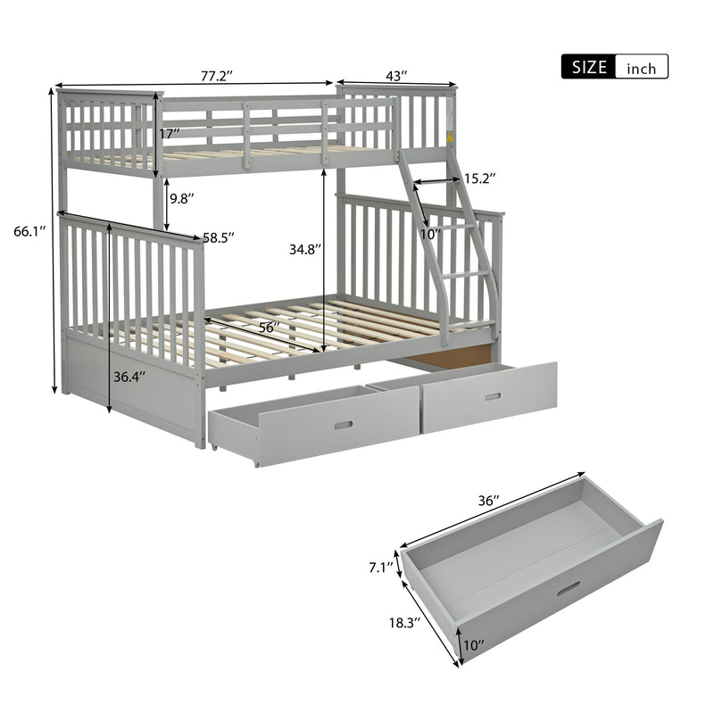 Bunk Bed With Ladder, And Safety Guard Rails