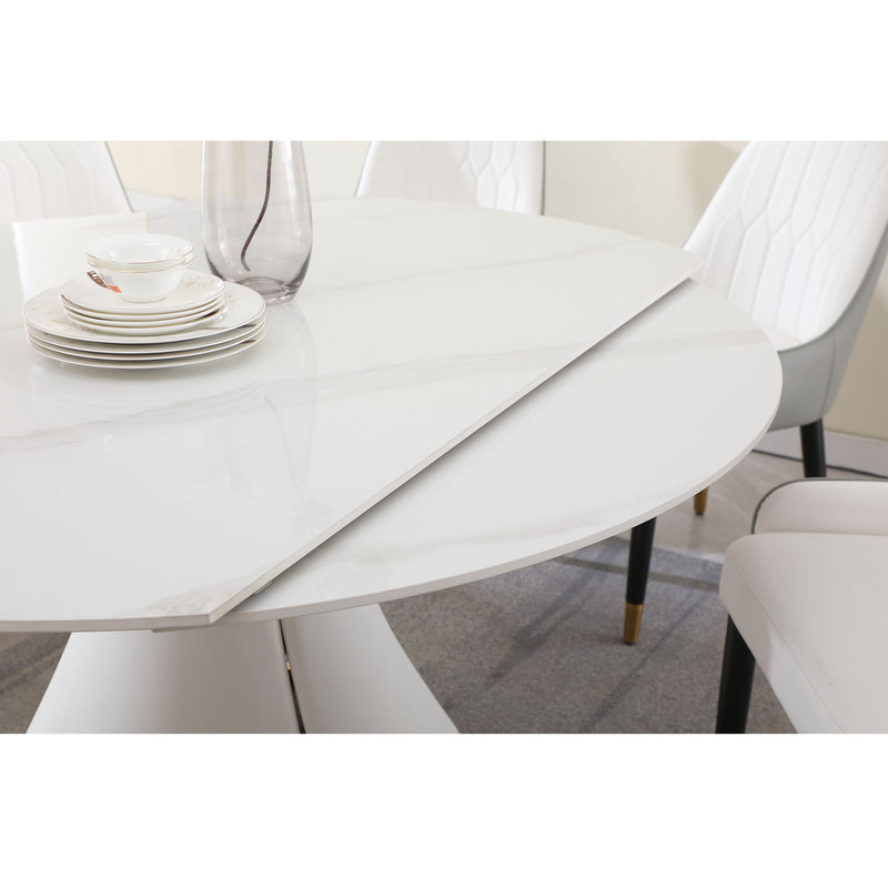 Fashion Modern Sintered Stone Dining Table With Retractable Function And Chairs