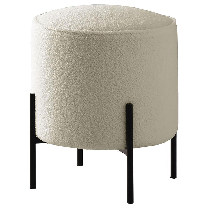 Round Upholstered Ottoman - Beige