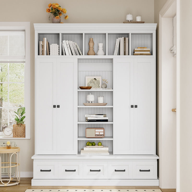 Hall Tree With Bench And 5 Storage Cubbies