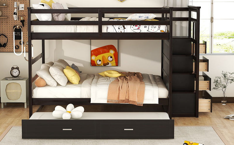 Bunk Bed With Twin Size Trundle And Staircase
