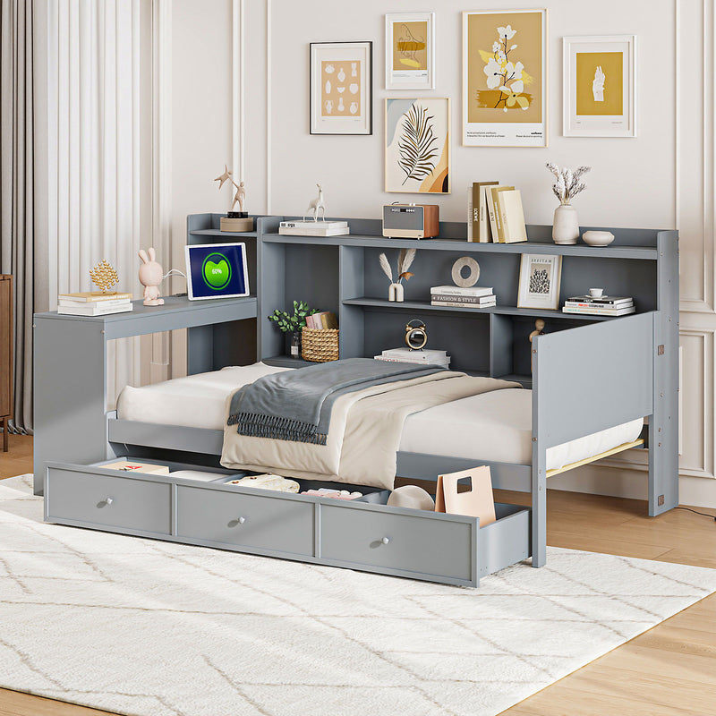 Daybed With 3 Drawers USB Ports And Desk
