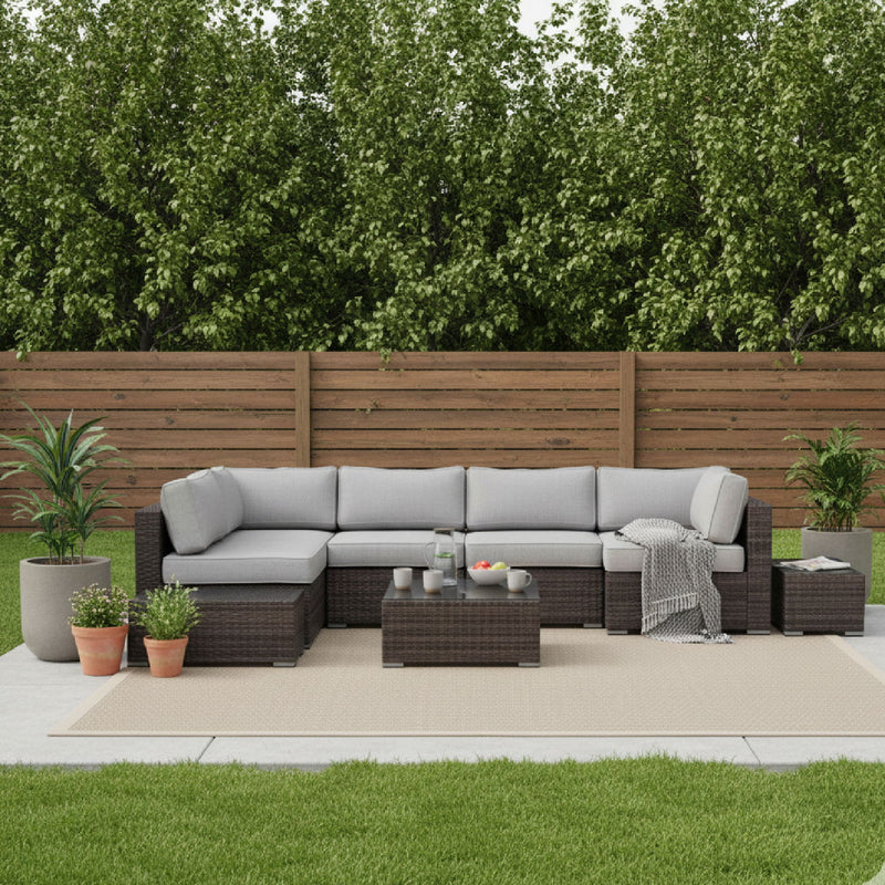 Wicker Sectional Seating Group With Cushions