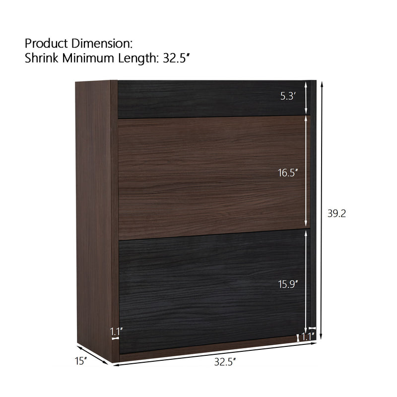 Modern Extendable & Rotating Cabinet With Drawer And Flip Doors For Versatile Storage - Black / Dark Walnut
