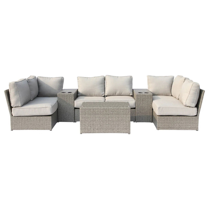 Comfortable Modern Patio Rattan Sectional Set With Cushions