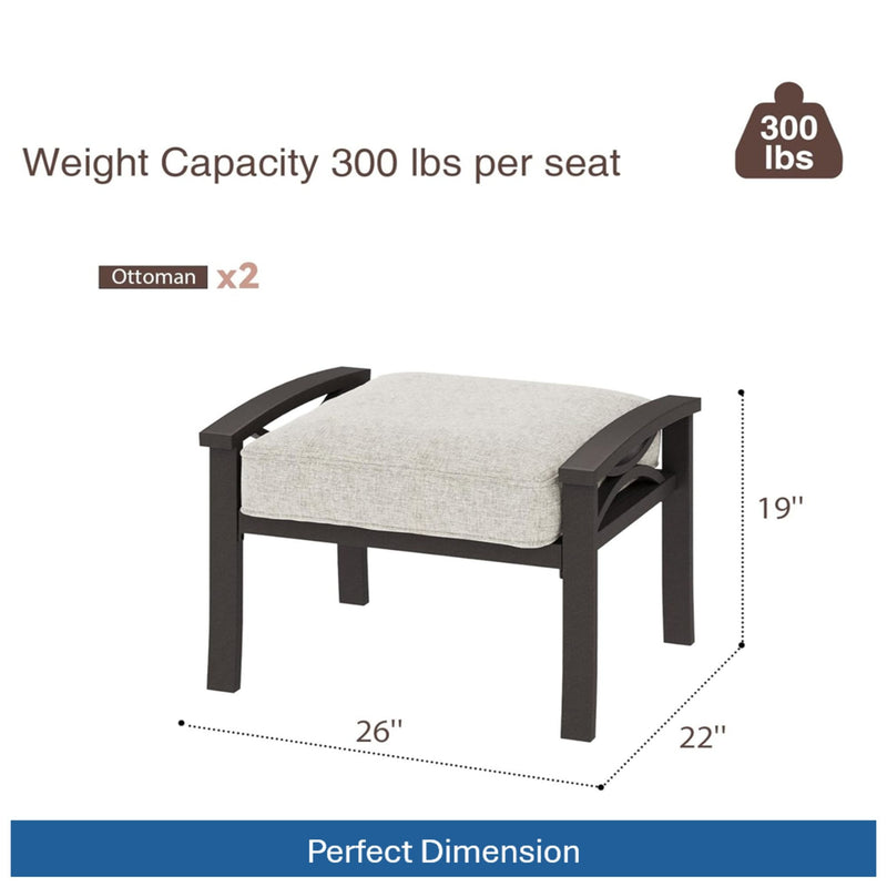 Modern All-Weather Ottomans With Cushions (Set of 2)