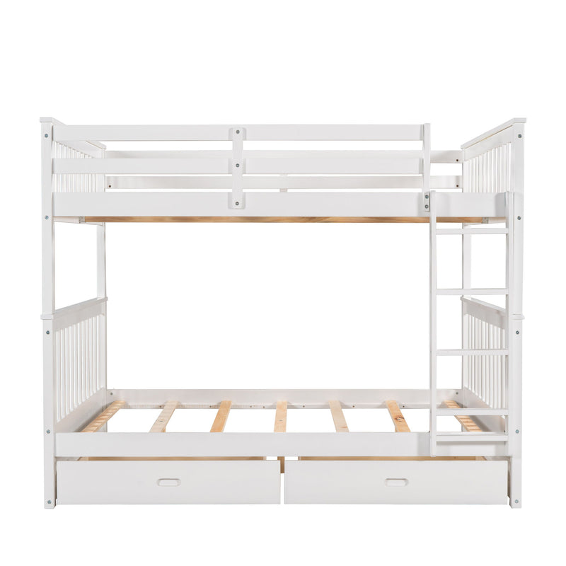 Bunk Bed With Ladders And 2 Storage Drawers
