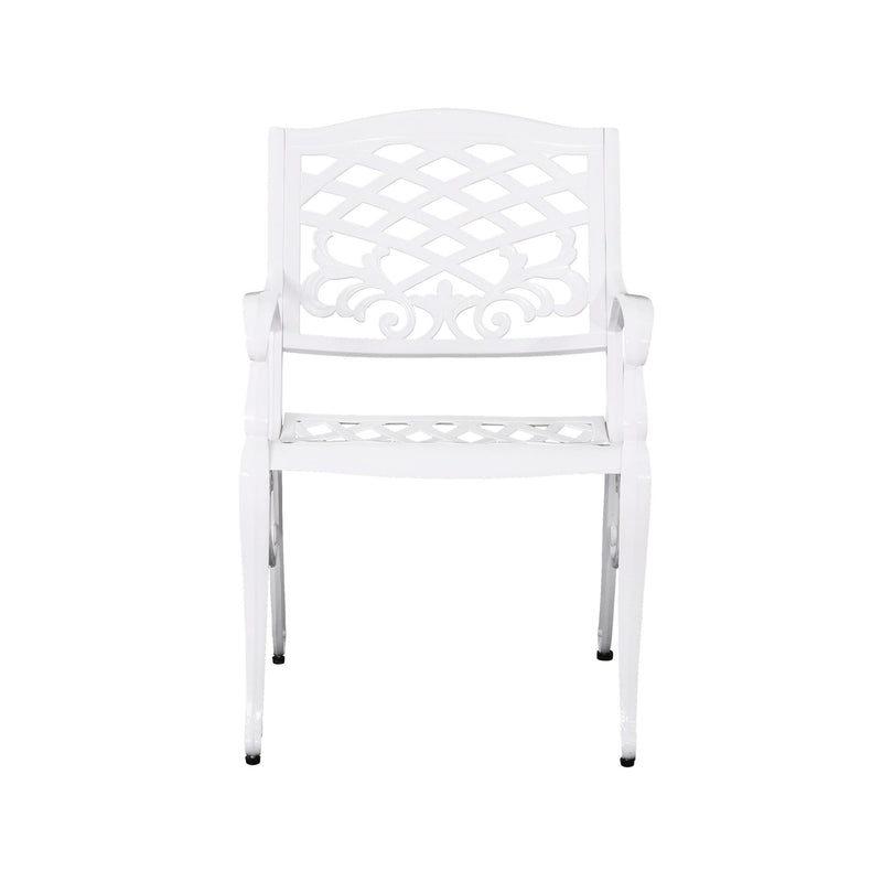 Unravel - Outdoor Arm Chair With Scroll Design And Floral Accents (Set of 2) - White