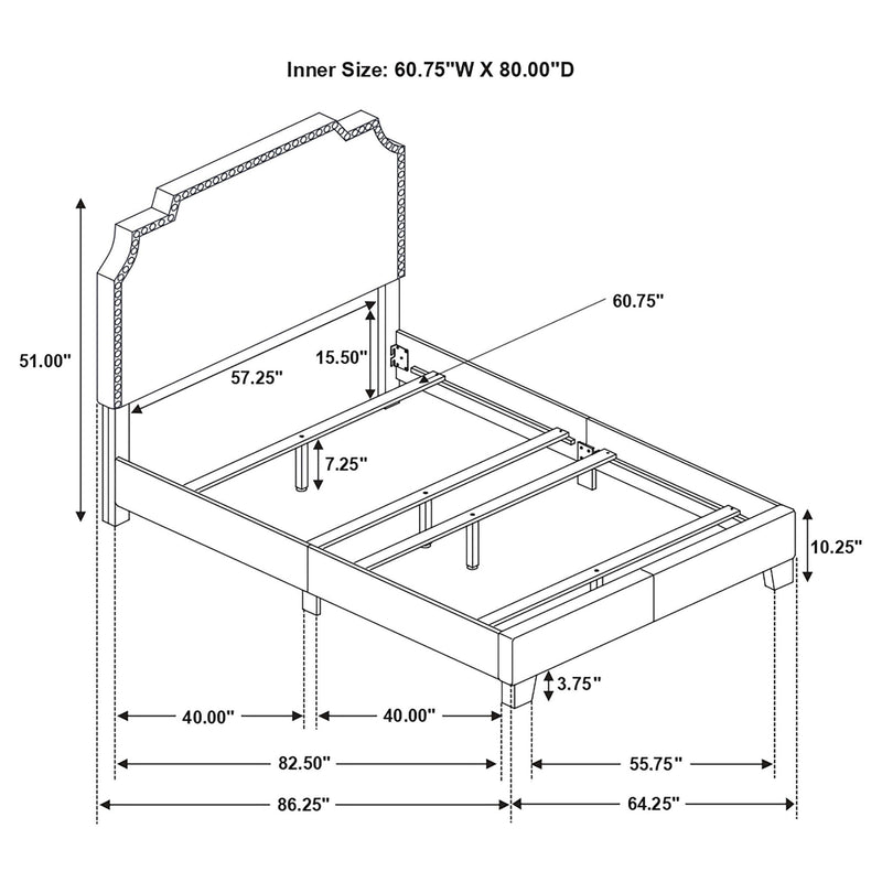 Panel Bed With Nailhead Trim, Upholstered Headboard