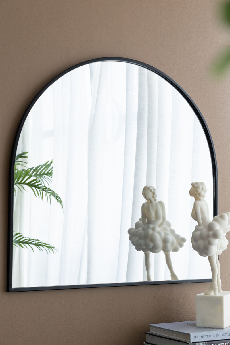 Arched Mirror With Metal Frame, Wall Mirror For Living Room Bedroom Entryway