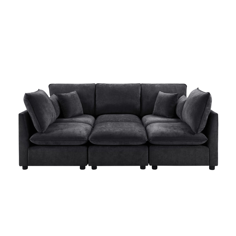 Modern Sectional Sofa U-Shaped With Movable Ottoman Storage Armrests And USB Ports