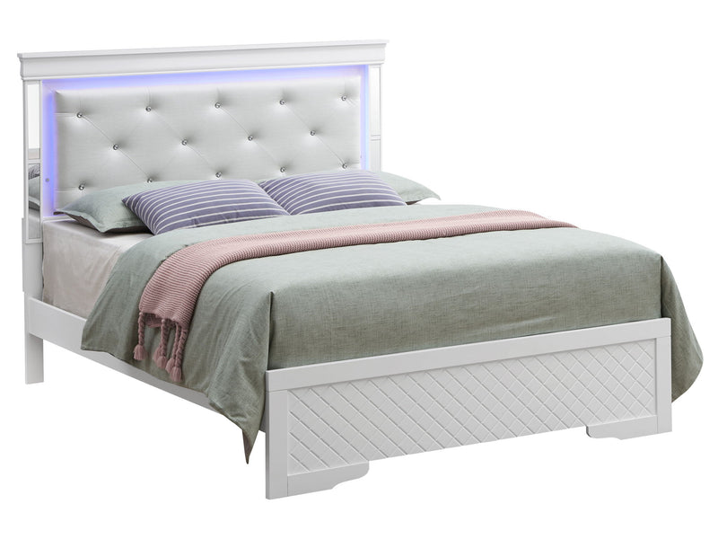 Bed With LED Light Accents Headboard