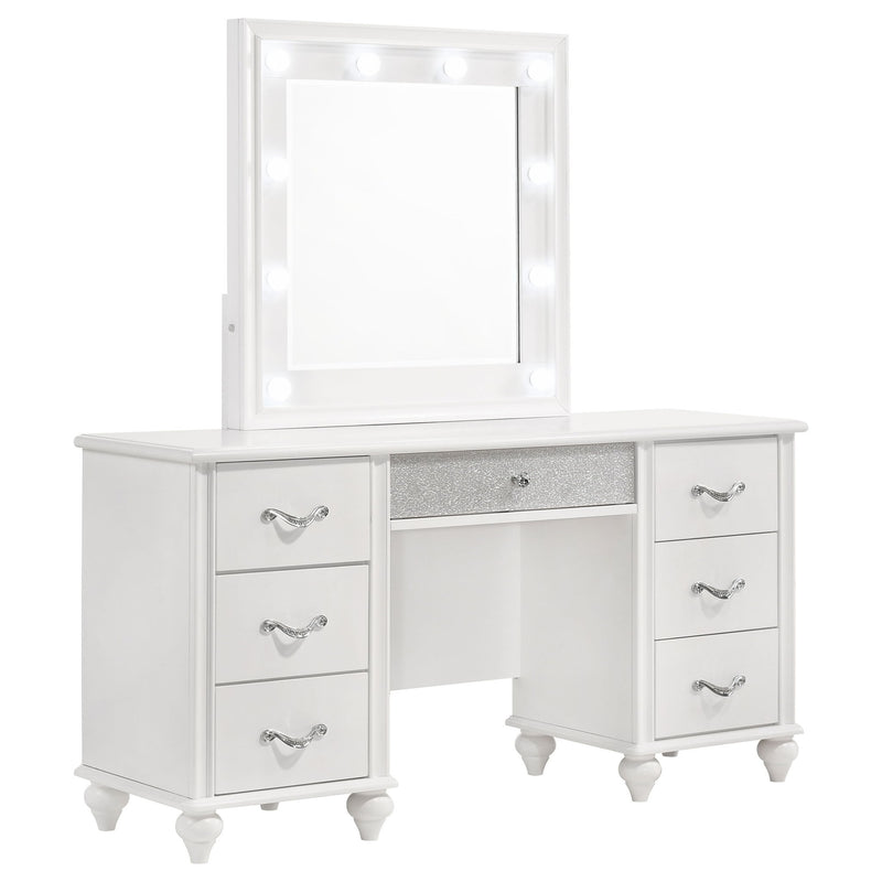 Charlotte - 7 Drawer Vanity Desk With LED Mirror - White