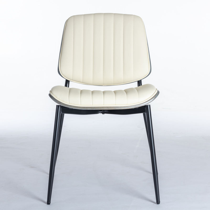 Dining Chairs (Set of 2) Mid-Century Modern Retro Chair With Walnut Bentwood Back Upholstered Seat Metal Legs Adjustable Foot For Kitchen Dining Room Chairs