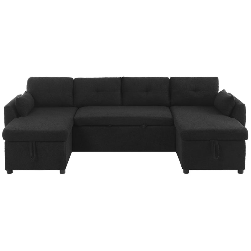 U-Shaped Sectional Sofa Bed With Storage And USB Ports