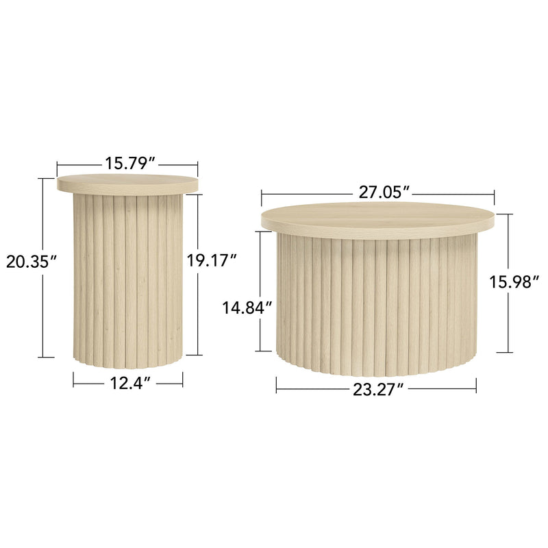 Modern Round Coffee Table And Side Table (Set of 2)