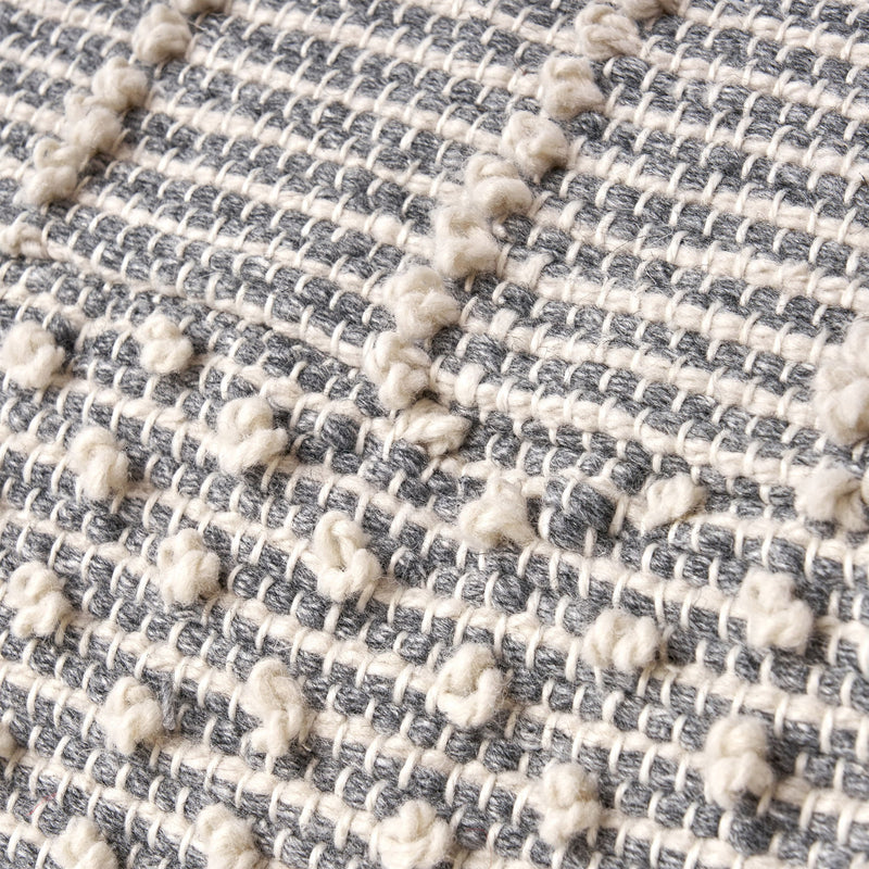 Diamond - Handcrafted Faux Yarn Pouf - Ivory / Gray