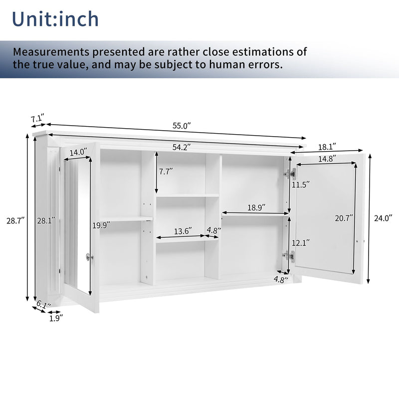 Modern Wall-Mount 2 In 1 Mirror Cabinet With Adjustable Shelves, Soft-Closing Hinges