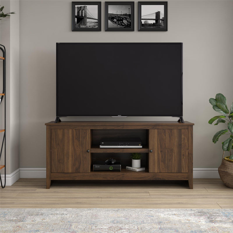 TV Stand For TVs Up To 65" With Open Shelves And Storage Cabinets - Walnut