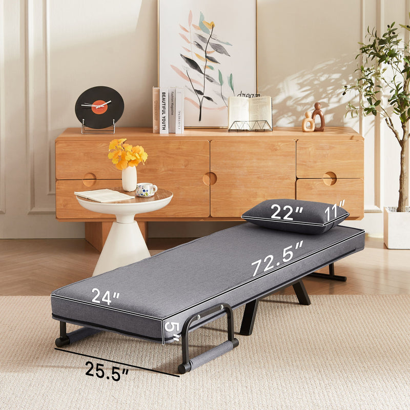 Convertible 5 In 1 Folding Chair Bed With Adjustable Backrest & Pillow