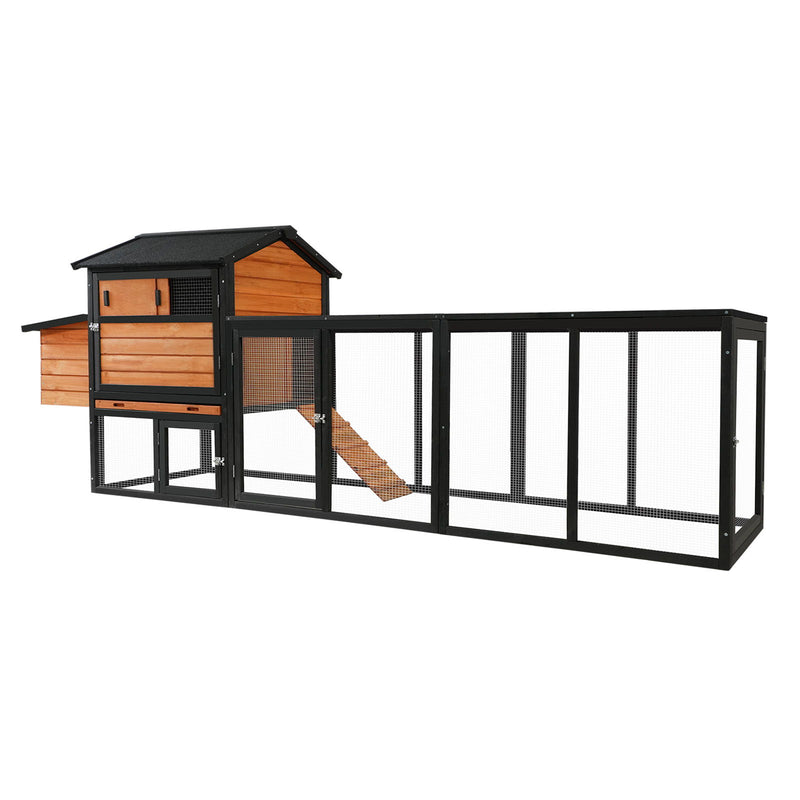 Chicken Coop With Run And Nesting Box, Large Outdoor Hen House For Backyard