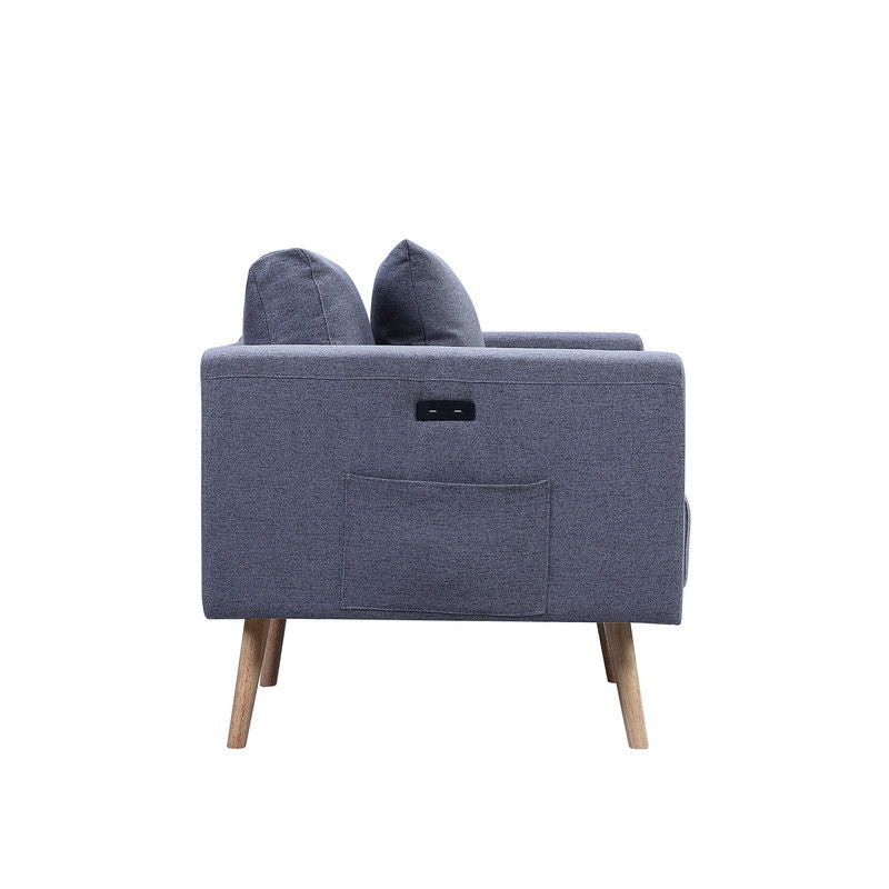 Easton - Fabric Chair With USB Charging Ports Pockets And Pillows