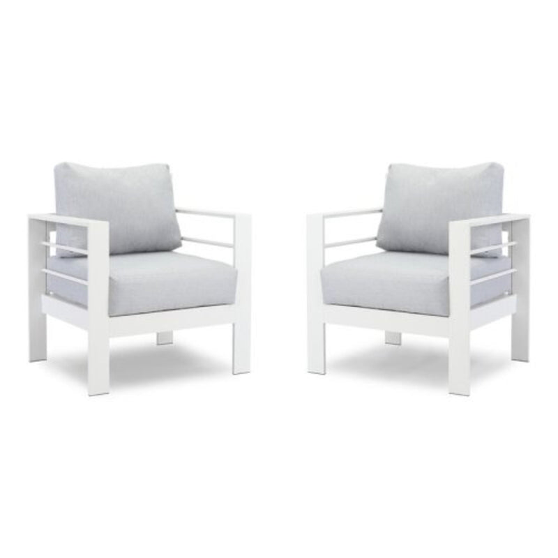 Modern All-Weather Patio Armchairs & Thick Cushions (Set of 2)