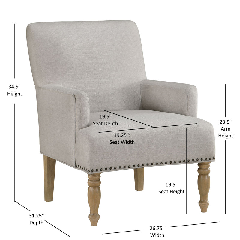 Alice - Upholstered Arm Chair With Nailheads - Beige