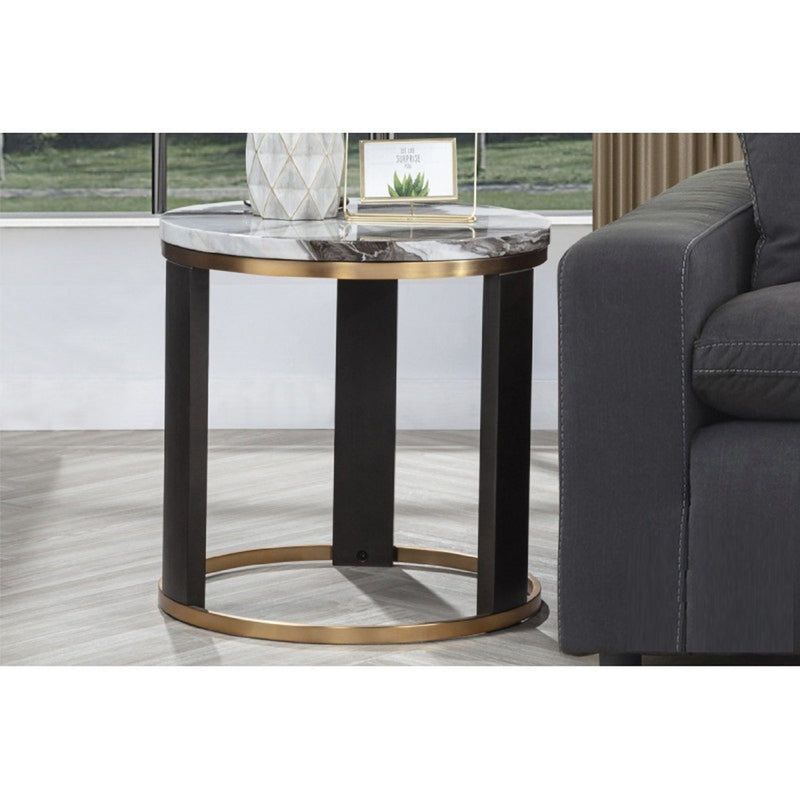Round End Table For Living Room - Gold / Brown