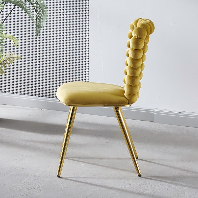 Modern Chair With Iron Tube Legs, Soft Cushions And Comfortable Backrest, Suitable For Dining Room, Living Room, Cafe, Hairball Back