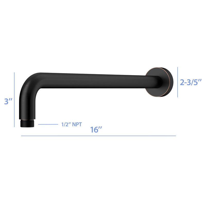 Oil Rubbed Bronze 16" Shower Arm With Flange, Stainless Steel, For Rain Shower Heads - Oil-Rubbed Bronze
