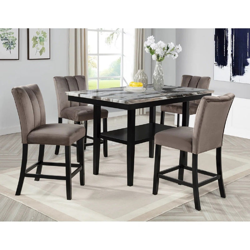 Counter Dining Table With Storage Bottom Shelf For Kitchen - Black