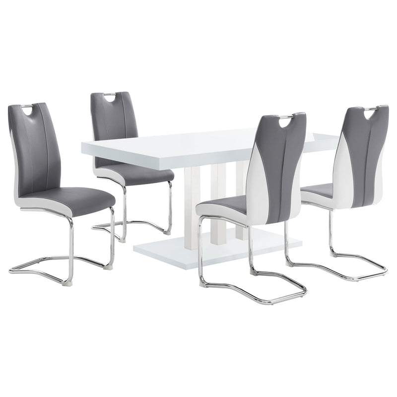 Creston - 5 Piece Dining Set With Upholstered Chairs - Gloss White