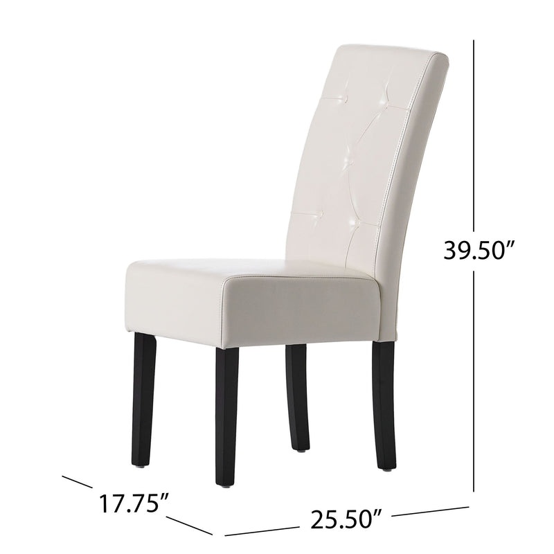 Carter - 5 Tuft Dining Chair With Button Tufted Backrest And Espresso Legs - Ivory