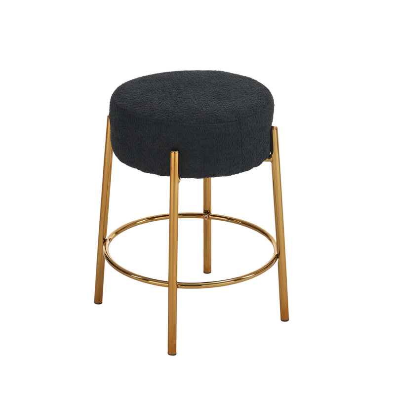Round Bar Stools (Set of 2), Contemporary Upholstered Dining Stools For Kitchens, Coffee Shops And Bar Stores - Legs
