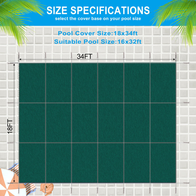 16 X 32 Ft Inground Pool Safety Cover, Rectangle